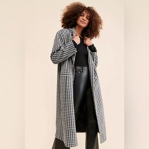 Anthropologie oversized long houndstooth coat